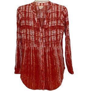 Maeve top Size 2 red&white V-neck Buttons down